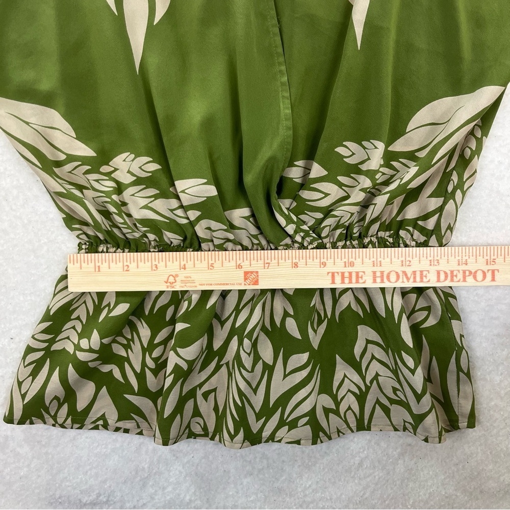 Petticoat Alley Silk Green Floral Plunge Criss Cross Blouse Size Small - Picture 4 of 7